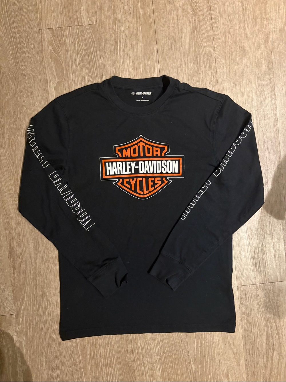 Harley-Davidson Black Long Sleeve Shirt with Orange & White Logo